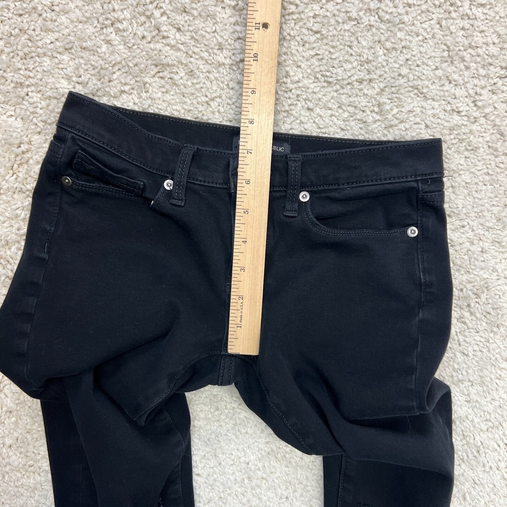 Banana Republic Jeans Womens 25 Petite 25P Black Skinny Denim Distressed Raw Hem - Picture 8 of 10